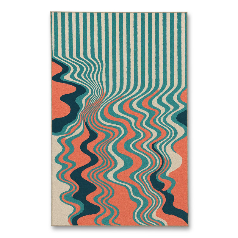 Tapis tissé orange à rayures Mosso, 2'4" x 3'11"