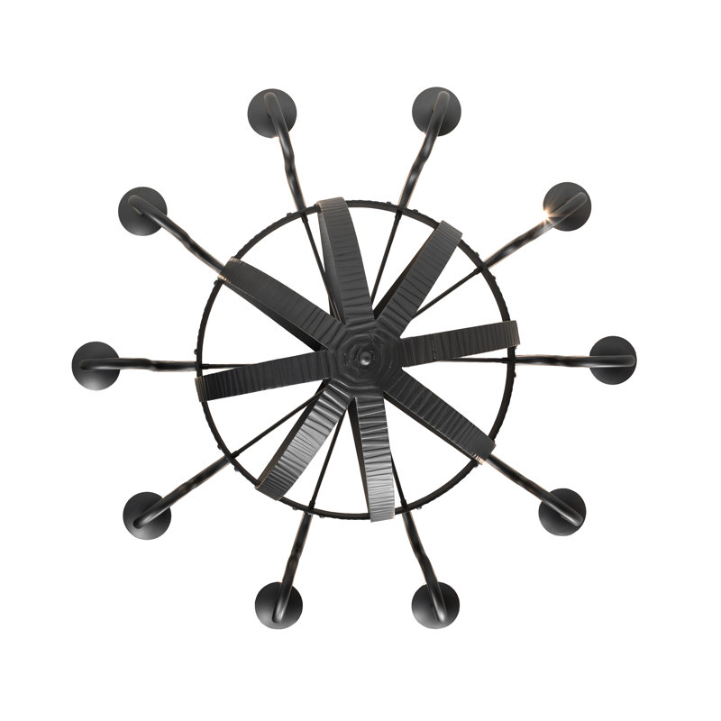 48" Wide Barrel Stave Metallo 10 Light Chandelier, Wrought Iron, 10, 160" H x 48" W x 48" D
