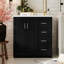 Ensemble de meuble-lavabo 30 po avec lavabo en céramique, armoire de rangement en bois massif, ensemble de meuble-lavabo autoportant avec 3 tiroirs et portes à fermeture douce-115672224-115672222