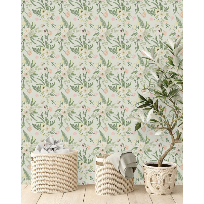 Peel & Stick Floral Tile, 2.08' W x 10.42' L