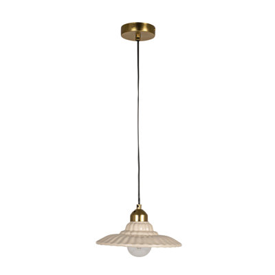 Elegant Stoneware Pleated Pendant Lamp