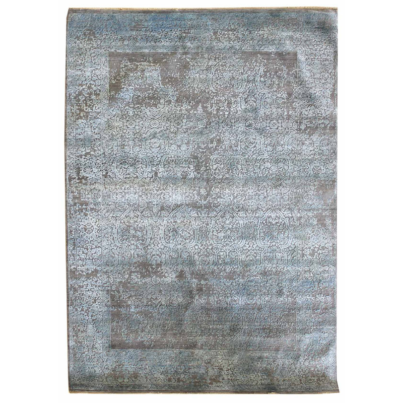 Tapis unique gris effilé 6 pi 3 po x 9 pi 2 po Haji Erased