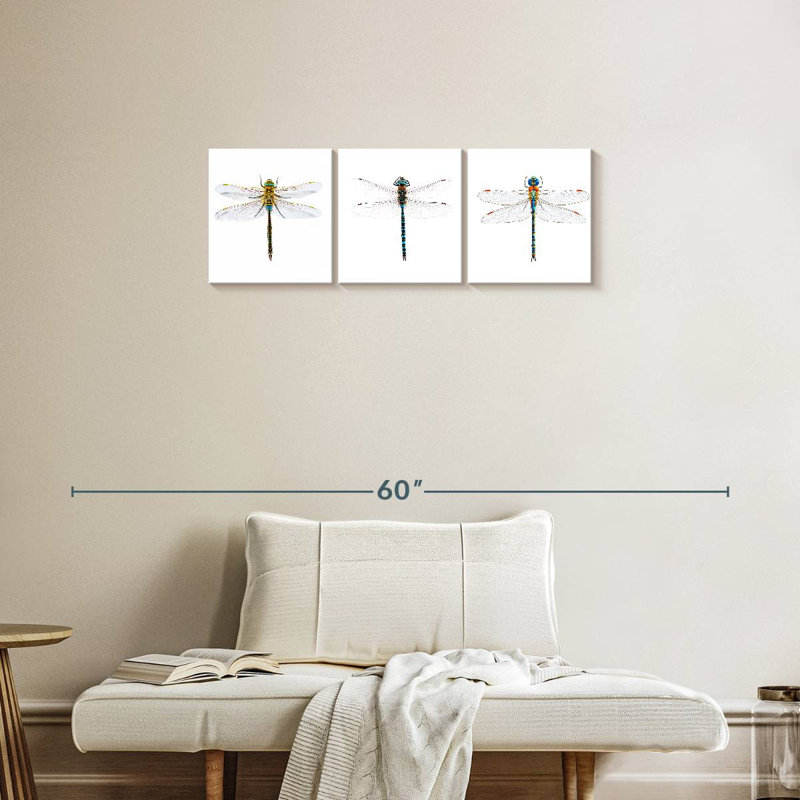 Libellules, reproduction sur toile, H 12 po x l 38 po x P 1,25 po