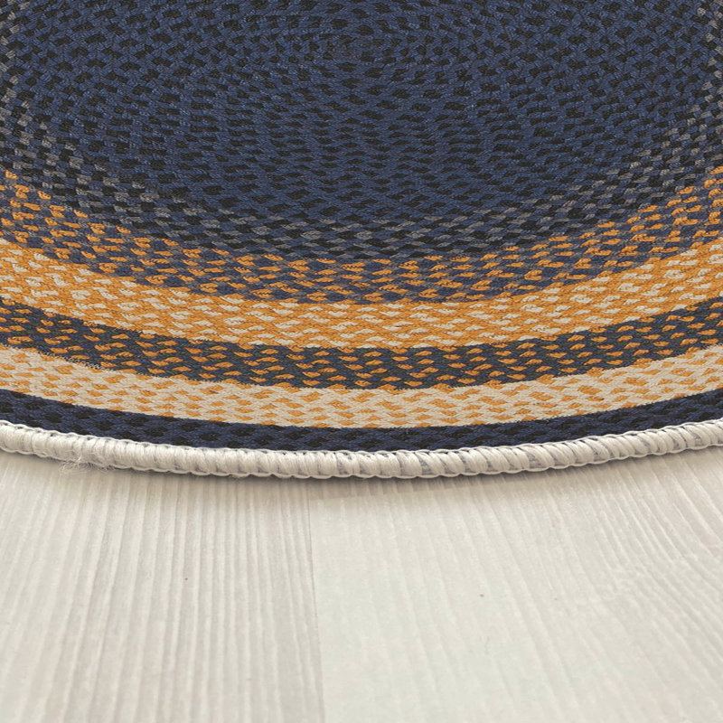 Navy Blue Area Rug (59 x 59 inches), 70% Cotton & 30% Polyester, 0.2 inch Pile Height | Machine Washable & Antibacterial, Durable 3D Digital Print | Perfect for Living Room, Bedroom & Home Decor