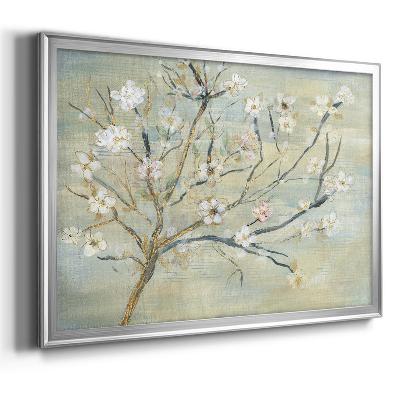 " Blossoms And Spring Rain ", 18" H x 26" W x 1.5" D, Silver