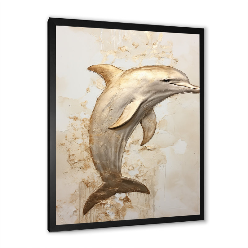 «Beige et doré», impression sur toile, Cadre simple noir, H 20 po x l 12 po x P 1 po