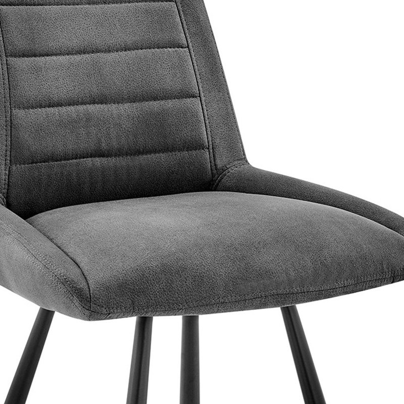 Black Fabric And Metal Bar Stool, Grey Seat/Black Frame, Counter Stool (26” Seat Height)