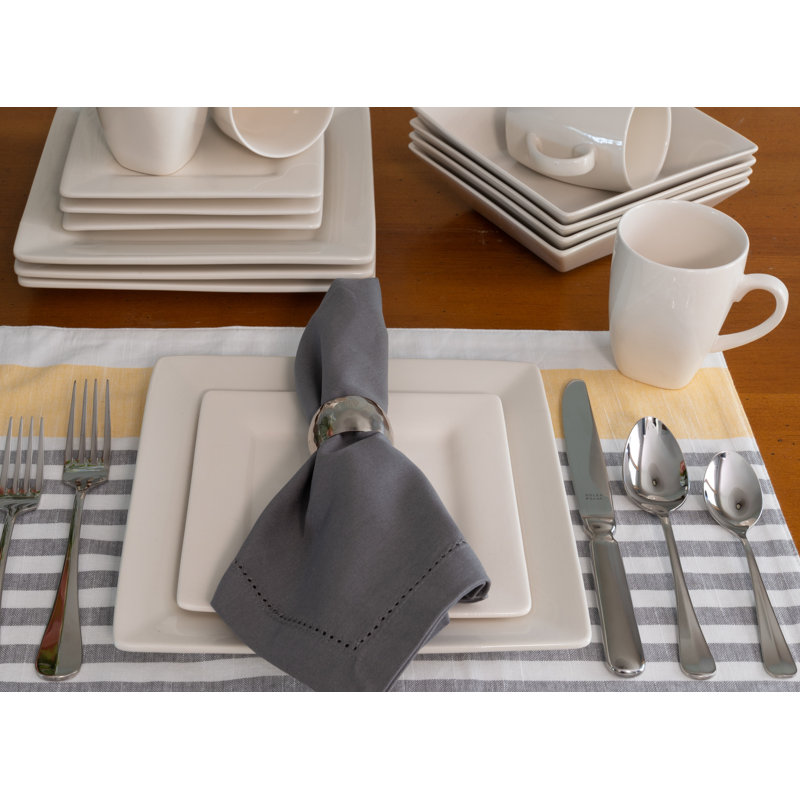 Nova Square 16 Piece Dinnerware Set, Service for 4, Cream White