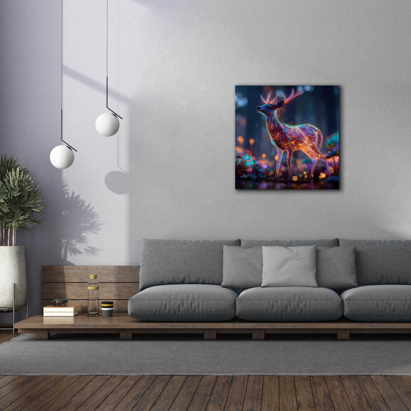  «Radiant Deer 2» par Ann Klee, art mural sur toile, 37 po x 37 po, H 37 po x l 37 po