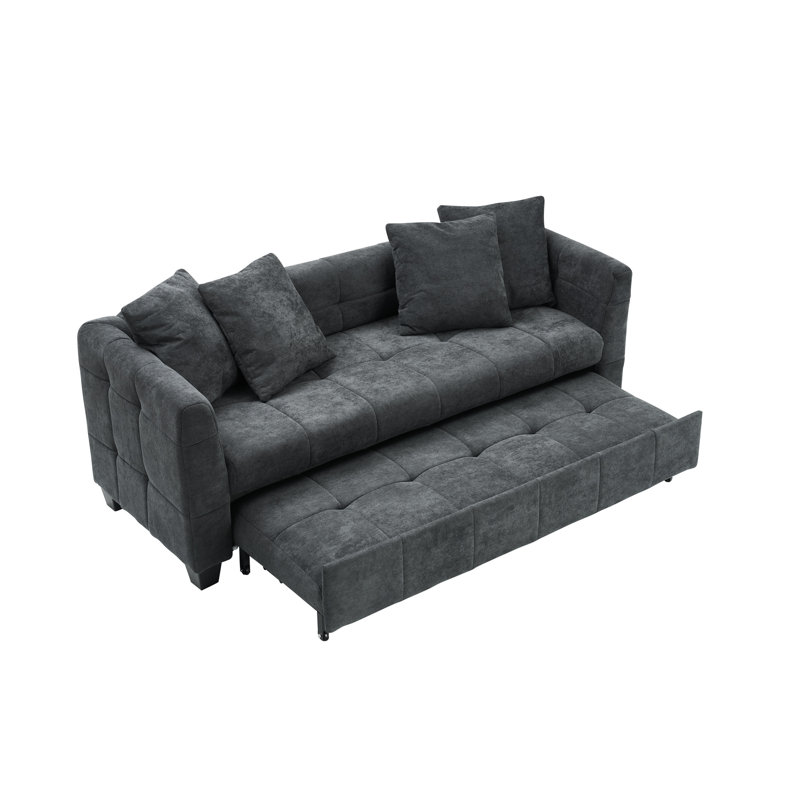 Lit Cloud Cloud en velours pour 3 personnes gris foncé, Gris foncé