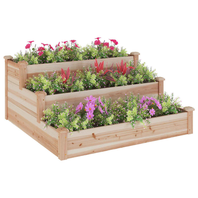 Daviona Wood Raised Garden Bed, Natural