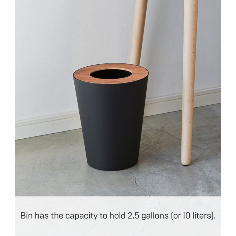 Cestino Spazzatura Yamazaki - Acciaio E Legno, Design Elegante - 10 Litri, Nero/noce - Foto 4