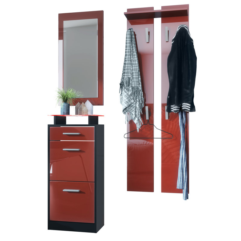 Mcclinton V2 Mini Hallway Set, Burgundy (glossy)/Black (matt), Yes