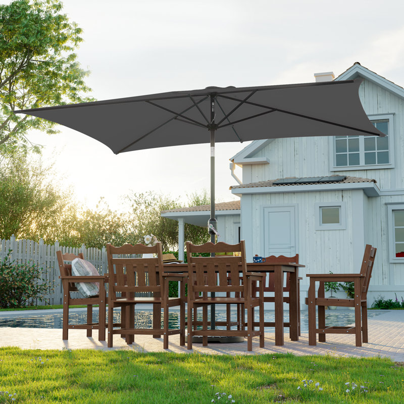     Parasol de marché rectangulaire inclinable 10 pi x 6,5 pi Donyea, parasol d'extérieur avec manivelle, protection contre les rayons UV pour la terrasse