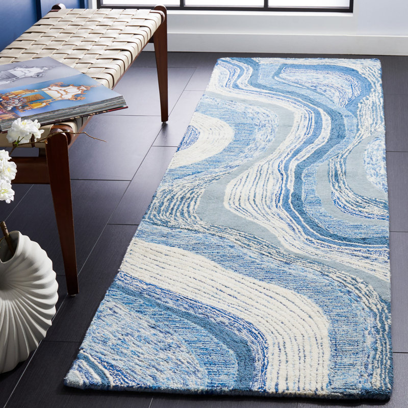 Albrian Hand Tufted Wool And Cotton With Latex Abstract Rug, Runner 2'3" x 8'