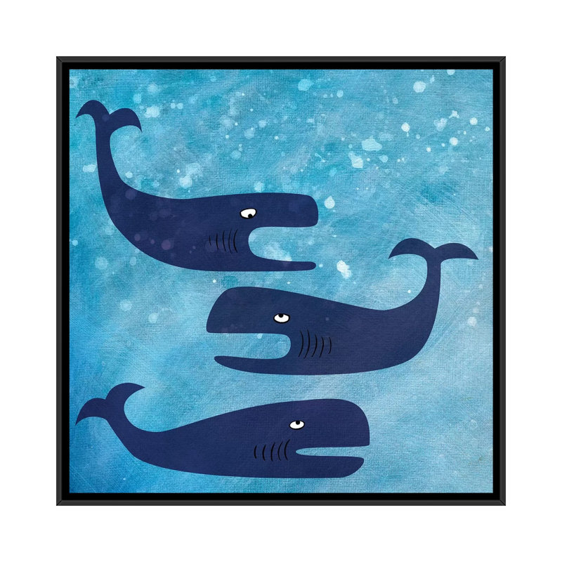« Baleines » par Nic squirrell-impression, H 26 po x l 26 po x P 1,5 po, Pas de tapis, Toile avec cadre noir