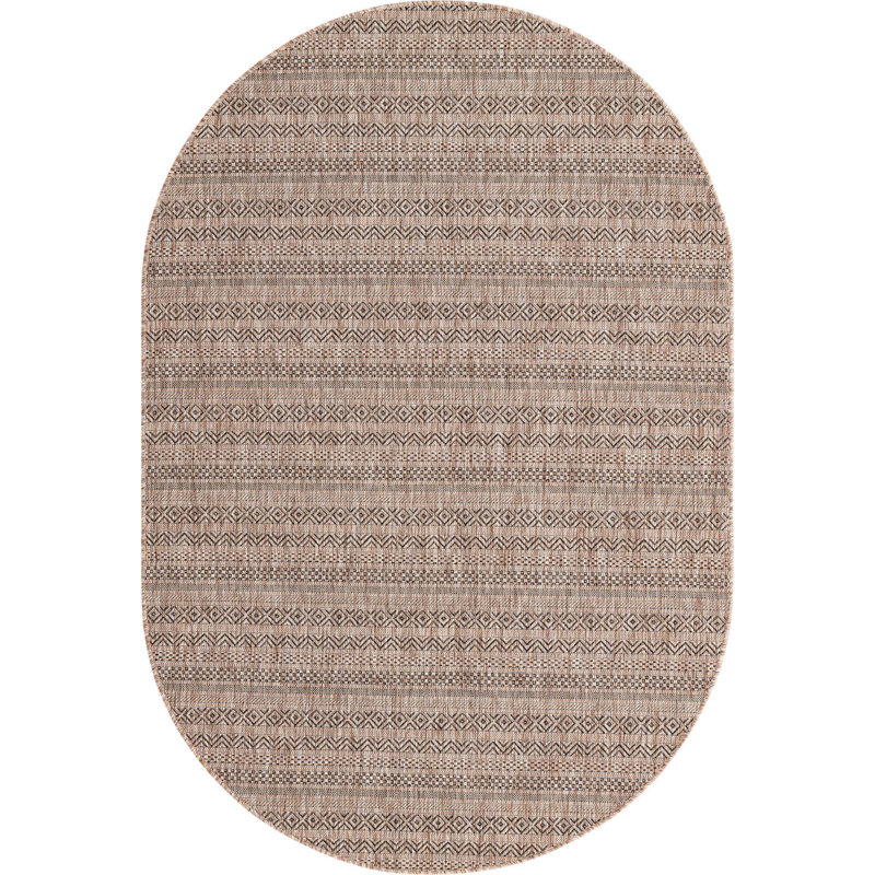 Tapis d'extérieur scintillant brun clair, Ovale 5 pi 3 po x 7 pi 10 po