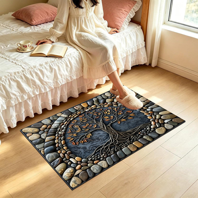  Tapis pour porte d'intérieur antidérapant, 20 po x 32 po, Imprimé d'arbre en pierre, 20 po x 32 po