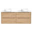 Meuble-lavabo mural en chêne naturel avec vasque ronde en céramique-600534123