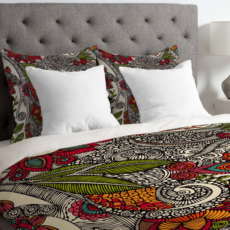 Housse de couette réversible moderne et contemporaine en microfibre noire / blanche / orange, Grand