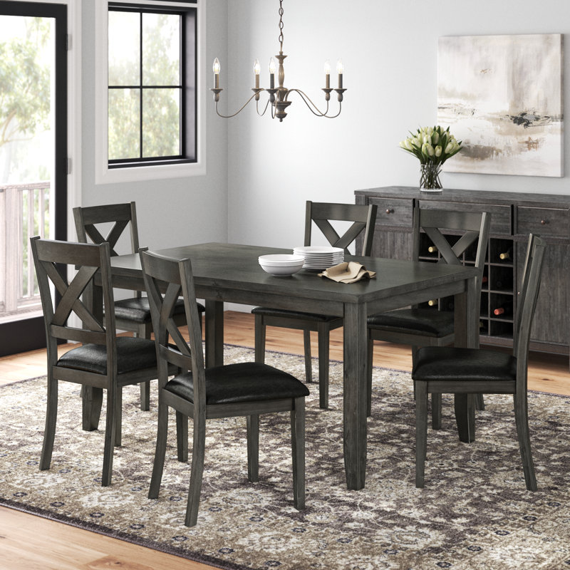 Lashbrook 6 - Person Four Leg Dining Set, Grey