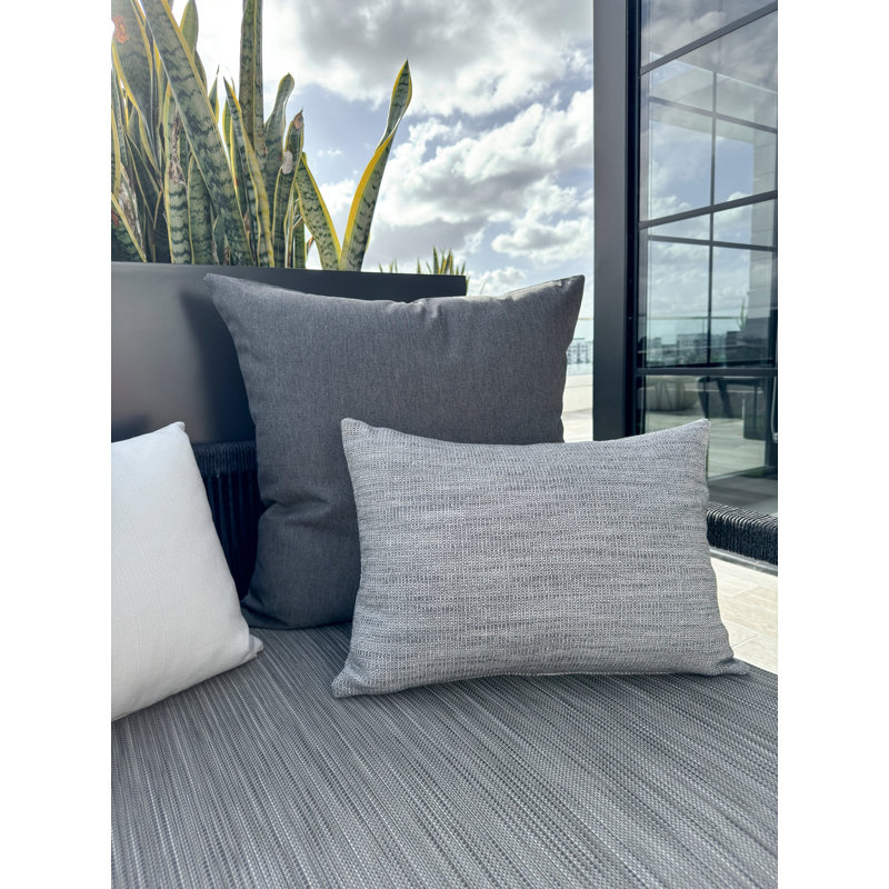 Essential Square Indoor / Outdoor Pillow Cover & Insert, 20"H x 20"W, Dark Gray