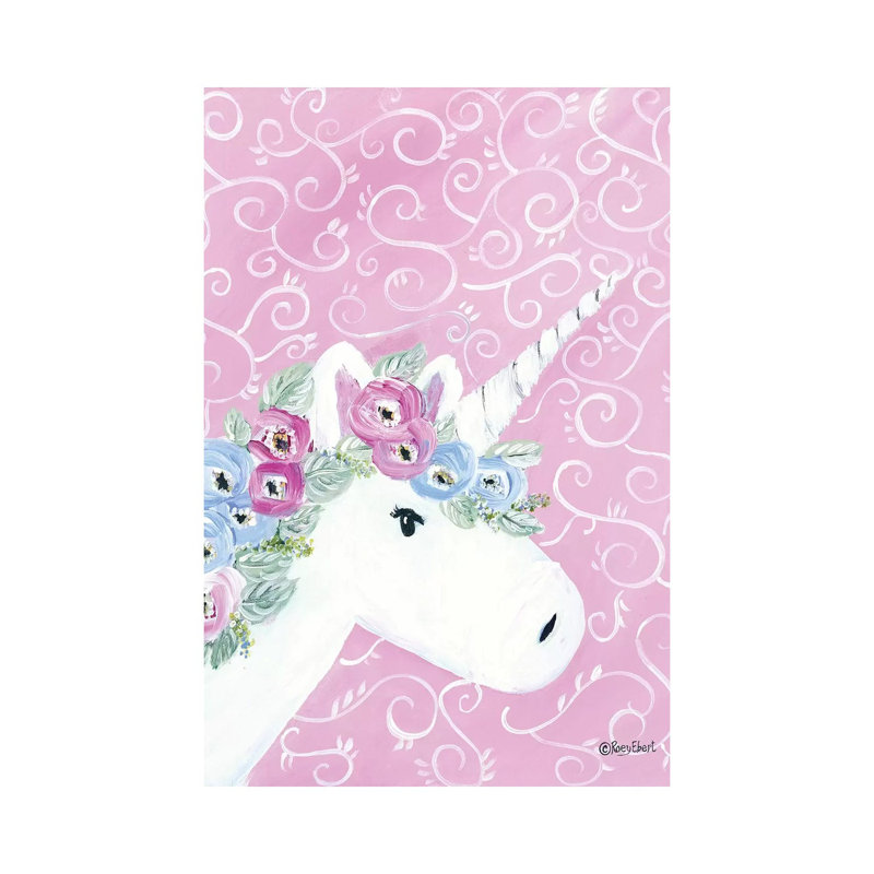 Floral Unicorn II 1 Piece Painting on Canvas, 66.04cm H x 45.72cm W x 1.91cm D, Wrapped Canvas