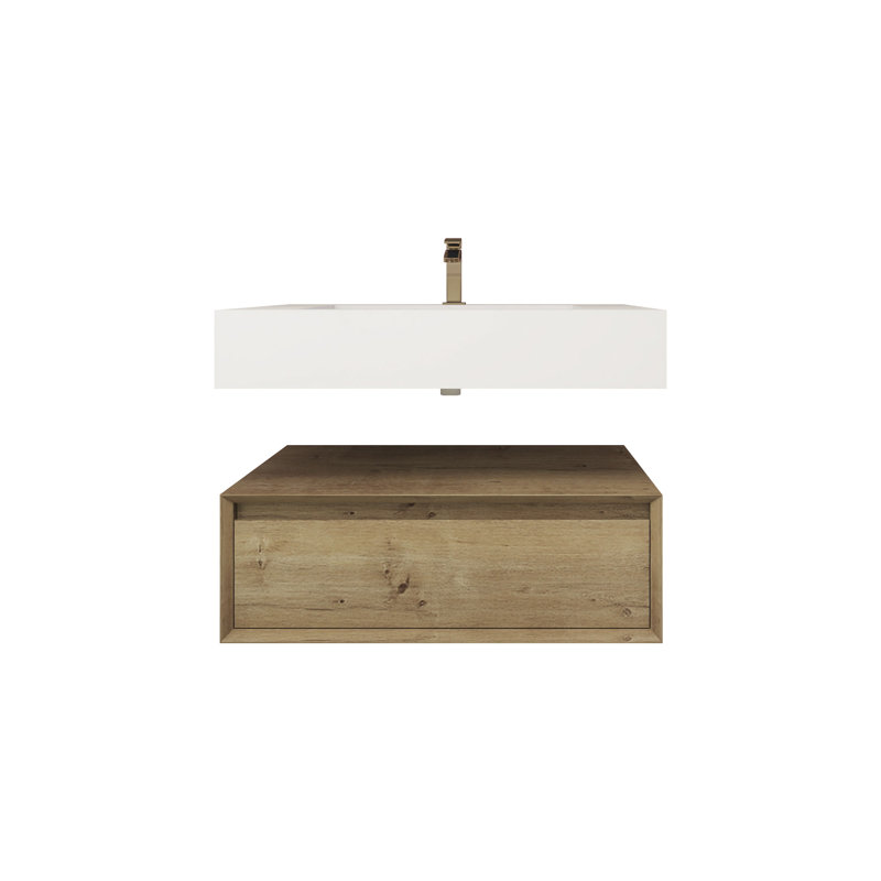 Ensemble de meuble-lavabo mural simple 30 po Alysa, Chêne