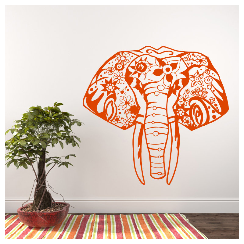 Décalcomanie murale éléphant yoga Litton, Orange