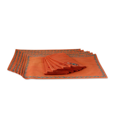 Cotton Solid Colour Rectangle Placemat And Napkin Set