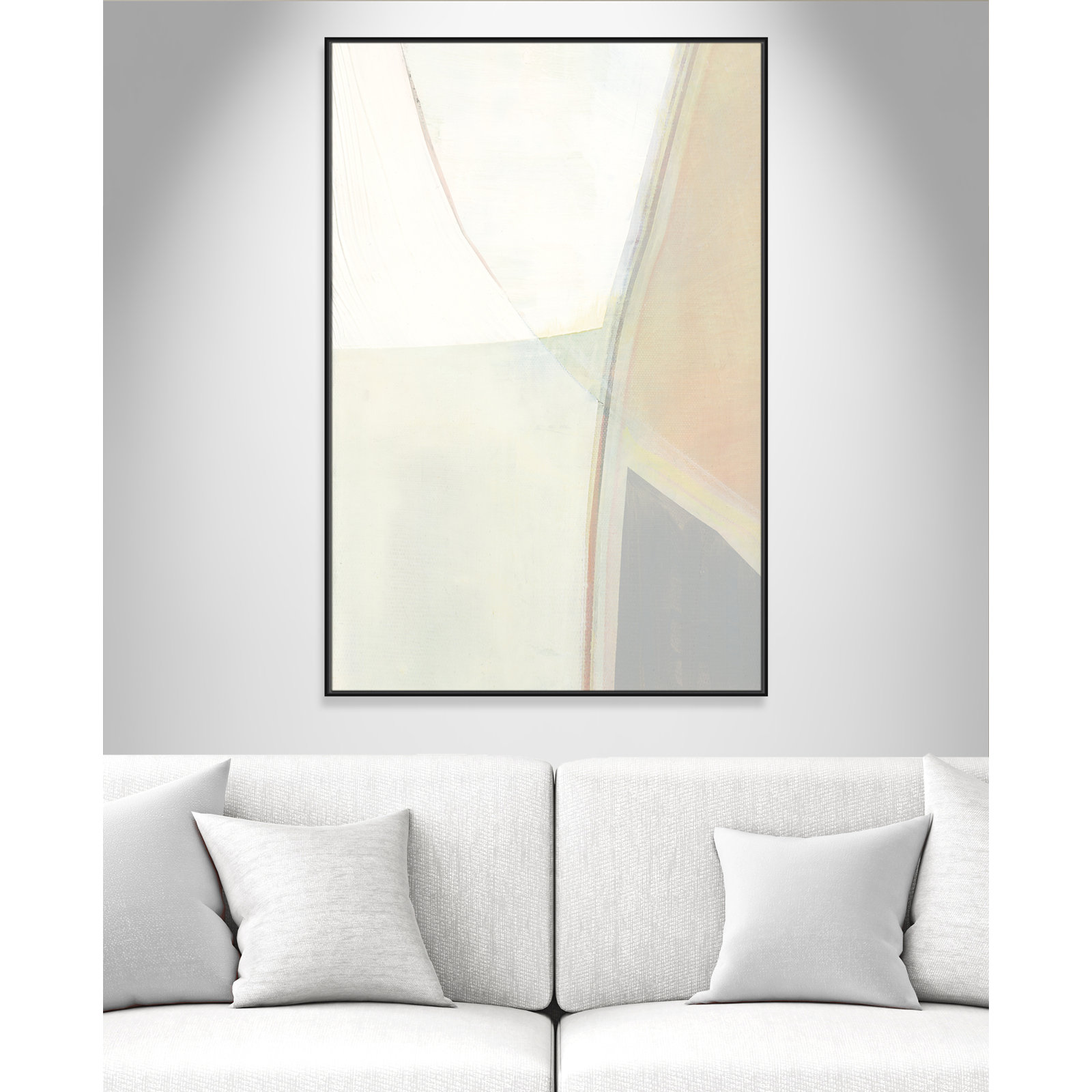 Alexandria "In Neutral II" Painting by Cartissi, 61.5" H x 41.5" W x 2" D, Black Framed Canvas