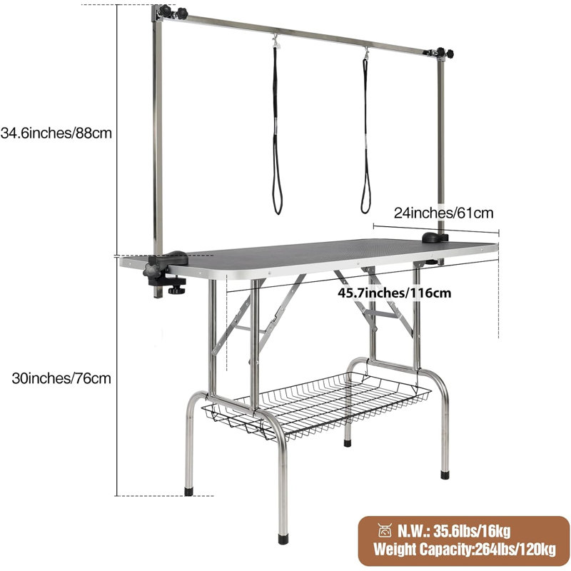 Table de toilettage de table H 64,6 po x l 24 po x P 45,7 po
