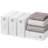 4-Pack Bed Sheet Organizer and Storage Box, Folding Container for Bedding Essentials, Linen Closet Organizer for Sheets, Duvet Covers, or Pillows, Circle Window Design