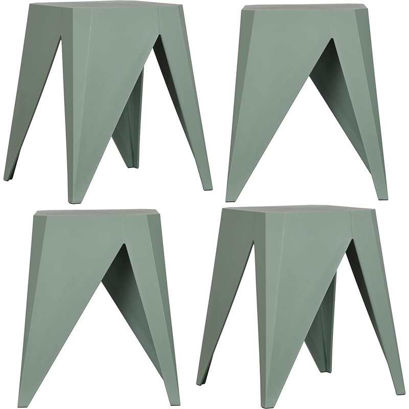 Isbella Polypropylene Plastic Accent Stool, Smoke Green