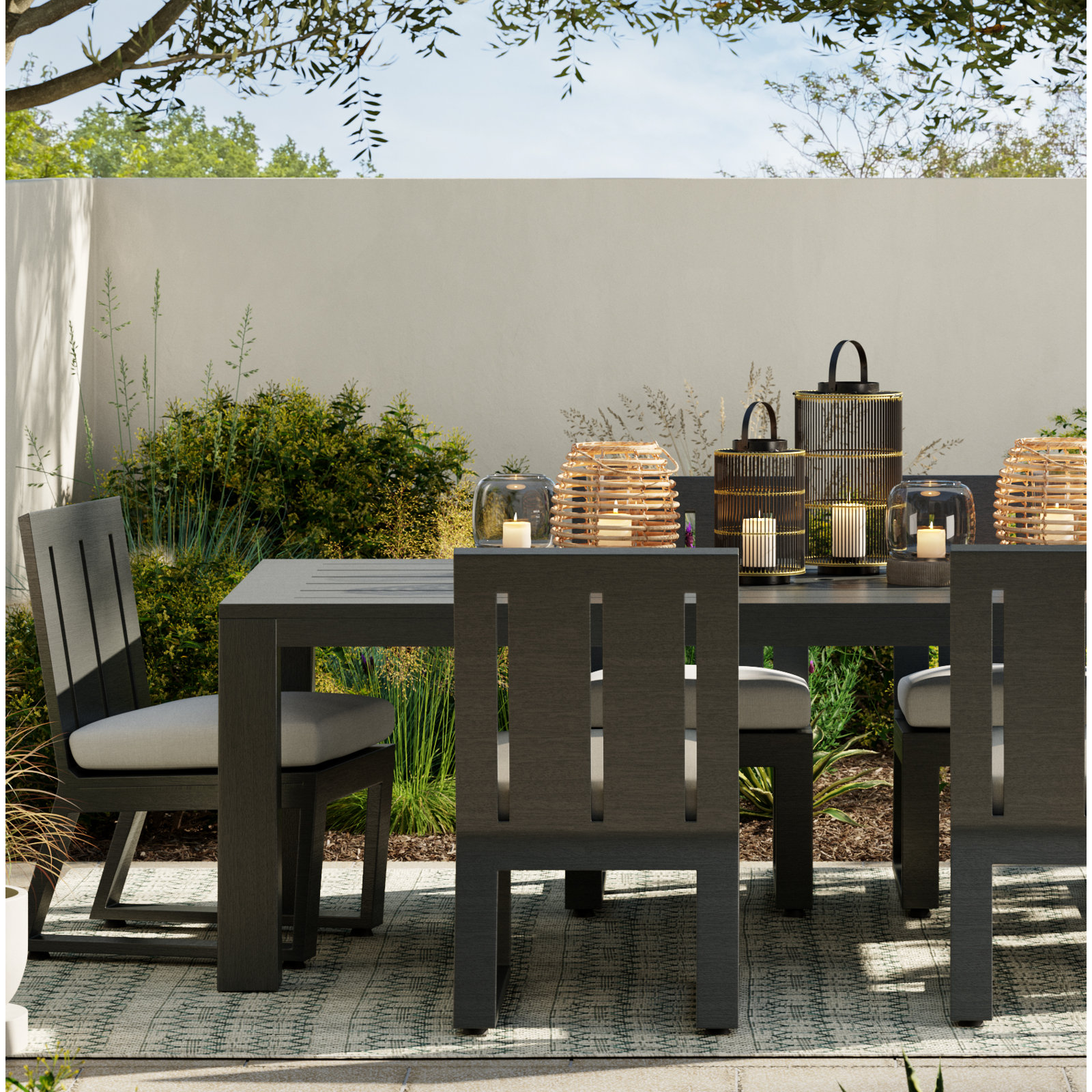 Georgie Premium All-Weather Wicker Outdoor Dining Side Chair with Sunbrella® Cushion, Cast Silver Sunbrella®
