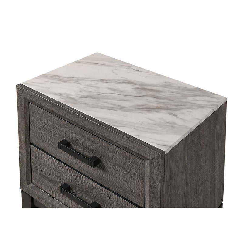 Commode 5 tiroirs Jerold, Gris clair
