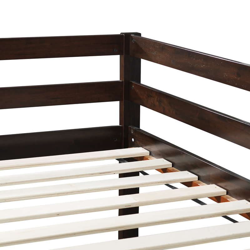 Twin Over Twin Solid Wood Bunk Beds With Ladder, Espresso