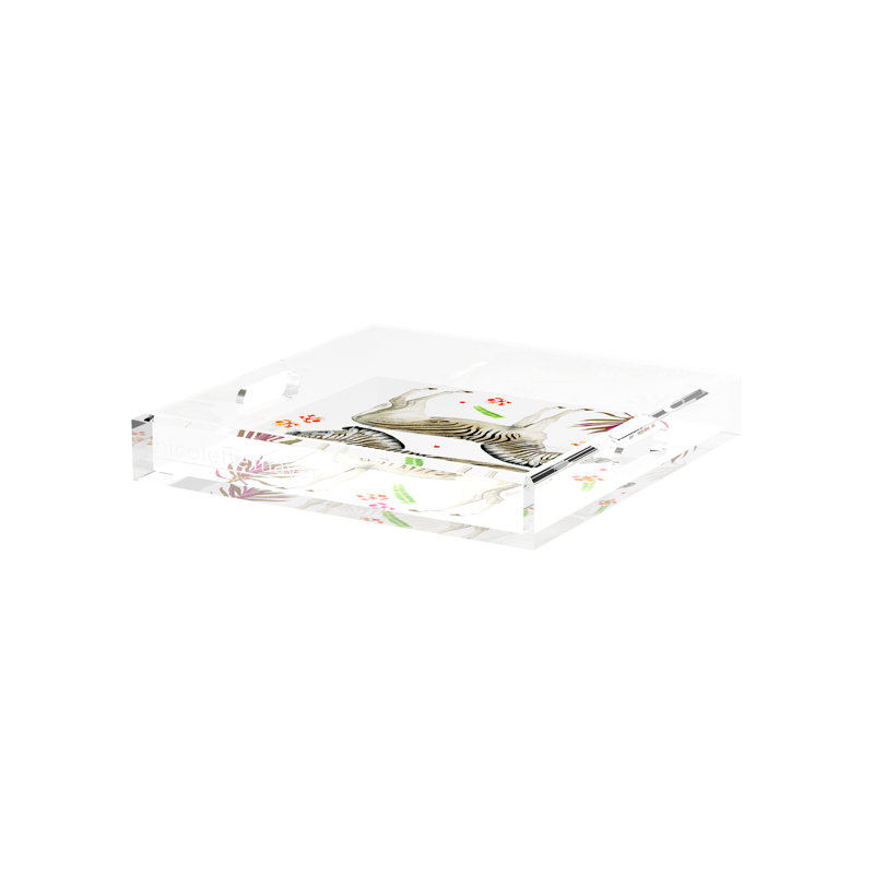 Zebra Seeing Double Acrylic Square Decorative Tray, 12"W x 12"D x 2"H