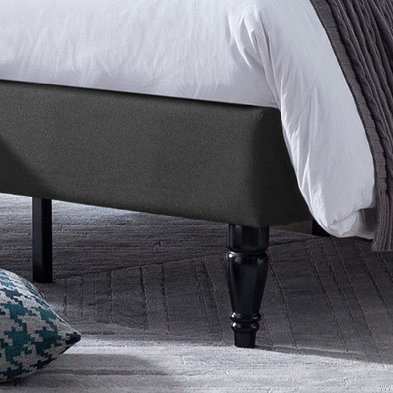 Grand lit plateforme tapissier Yulita, Gris