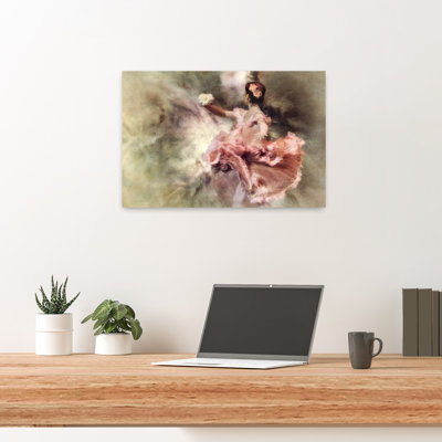 Danseuse élégante avec rose, paysage de roses classique, délicat et dramatique, impression d'art mural nature