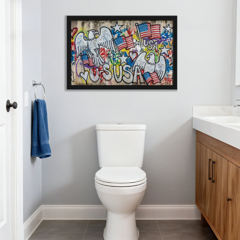 American Eagle, drapeaux, étoiles, États-Unis, art graffiti, H 20 po x l 30 po, Wrapped Canvas, Ne s’applique pas