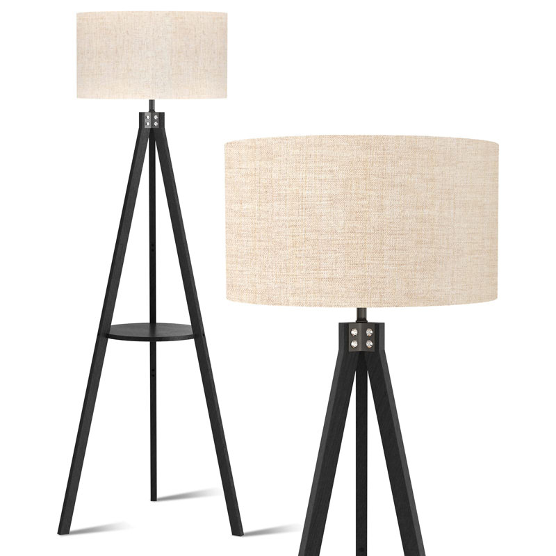 Lampe trépied 60 po Benhard, Bois gris