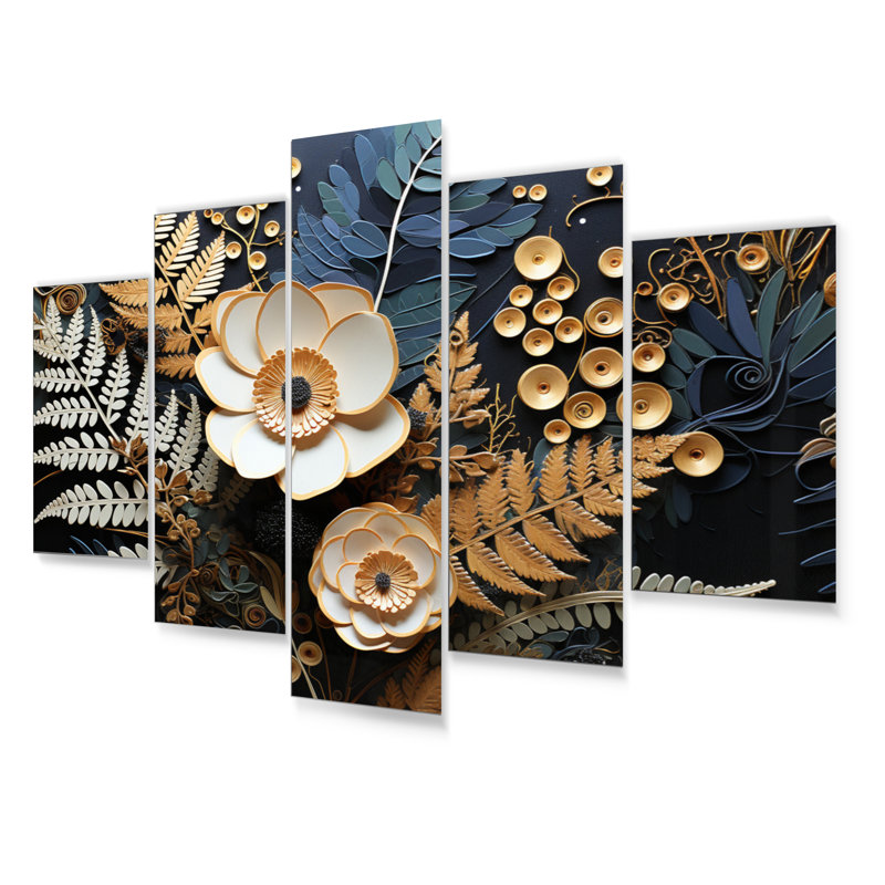 Ensemble de décorations murales Ferns Copper Elegance I - Floral