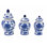 Set of 3 Blue & White Flower Food Safe Jars