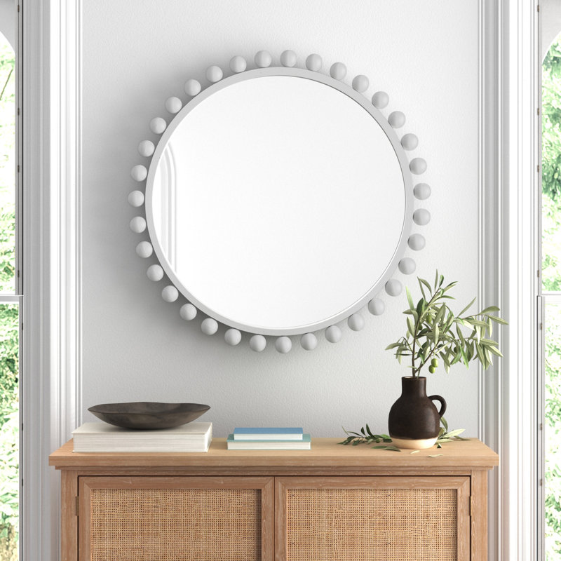 Suzie Metal Round Wall Mirror, Matte White