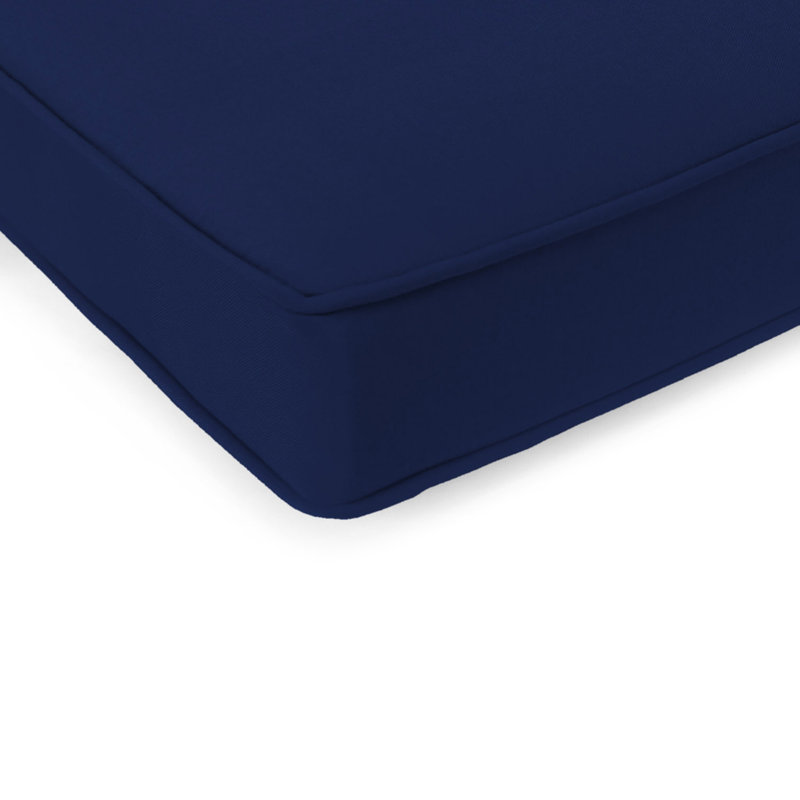 47" x 17" Outdoor Bench Cushion with Ties and Welt, Canvas Navy