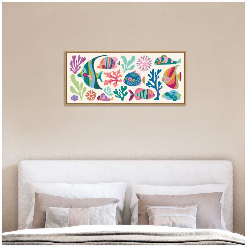 Fun Colourful Tropical Fish by Rachel Lee 3 Birdies Studio Framed Canvas Wall Art Print