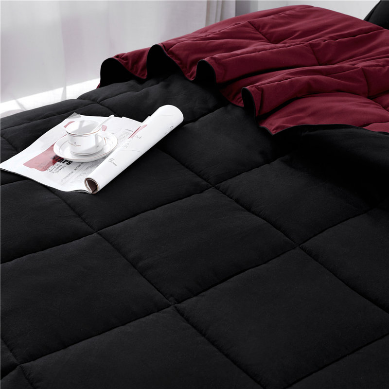 Black Reversible Microfiber Full/Queen Duvet Set