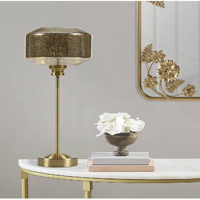 17" Mercury Glass Table Lamp Gold 1 Piece Table Lamp Glass+Metal suitable for indoor use