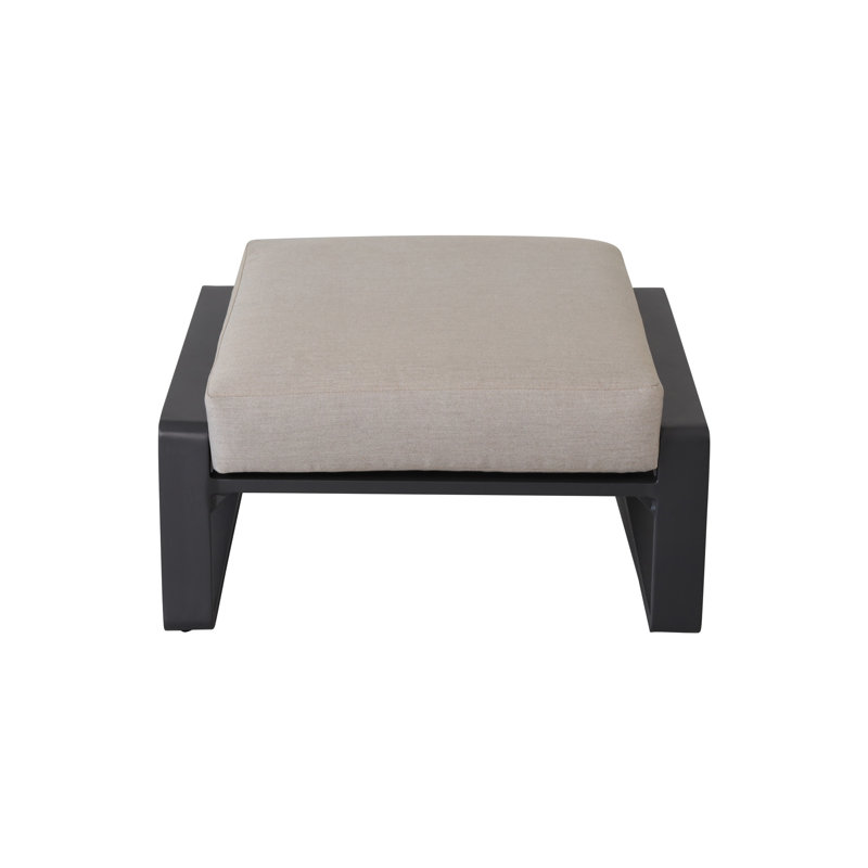 2 repose-pieds - structure en aluminium, coussins bruns, polyvalents pour les coussins de maison